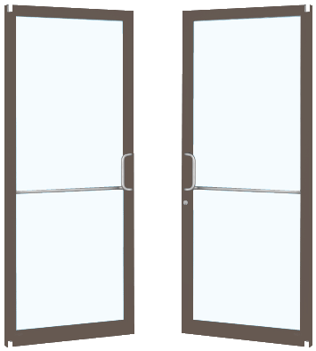 CRL-U.S. Aluminum 1D22222 Dark Bronze/Black Anodized Class 1 Custom Pair Series 250T Narrow Stile Offset Pivot Thermal Entrance Doors for Surface Mount Door Closers