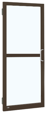 CRL-U.S. Aluminum DZ22522R136 Class I Bronze Black Anodized 250 Series Narrow Stile Inactive Leaf of Pair 3'0 x 7'0 Offset Hung with Butt Hinges for Surf Mount Closer Complete Panic Door with Std. Panic and Bottom Rail