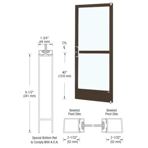 Bronze Black Anodized Standard Single 36" x 84" Series 250 Narrow Stile Left Side Latch Offset Pivot Entrance Door With Rim Device for Surface Mount Door Closer Bronze Black Anodized Standard Single 36" x 84" Series 250 Narrow Stile Left Side Latch Offset Pivot Entrance Door With Rim Device for Surface Mount Door Closer