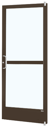 CRL-U.S. Aluminum CR21222L036 Bronze Black Anodized Standard Single 36" x 84" Series 250 Narrow Stile Left Side Latch Offset Pivot Entrance Door With Rim Device for Surface Mount Door Closer