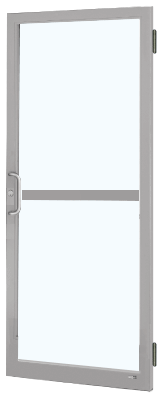 CRL-U.S. Aluminum DZ21511L036 Clear Anodized 250 Series Narrow Stile (RHR) HRSO Single 3'0 x 7'0 Offset Hung with Butt Hinges for Surf Mount Closer Complete Panic Door with Std. Panic and Bottom Rail