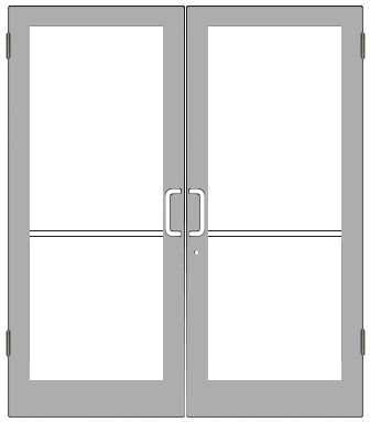 CRL-U.S. Aluminum SR42511L096 Clear Anodized Pair 96" x 84" Series 400 Medium Stile Left Side Latch Butt Hinged Showroom Doors for Surface Mount Door Closers