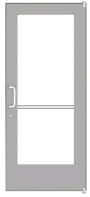 CRL-U.S. Aluminum DE52211LA36 Clear Anodized 550 Series Wide Stile Active Leaf of Pair 3'0 x 7'0 Offset Hung with Pivots for Surf Mount Closer Complete Door Std. Lock and 9-1/2" Bottom Rail