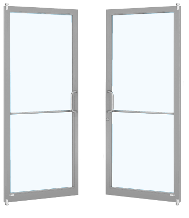 CRL-U.S. Aluminum 1D22211 Clear Anodized Class 1 Custom Pair Series 250T Narrow Stile Offset Pivot Thermal Entrance Doors for Surface Mount Door Closers