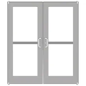 CRL-U.S. Aluminum DZ52211 Clear Anodized Custom Pair Series 550 Wide Stile Offset Pivot Entrance Doors For Panics and Surface Mount Door Closers
