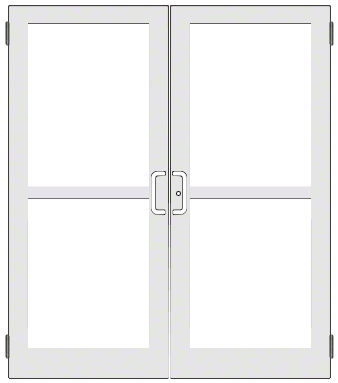 CRL-U.S. Aluminum DZ42552 White KYNAR Paint Custom Pair Series 400 Medium Stile Butt Hinged Entrance Door With Panics for Surface Mount Door Closers