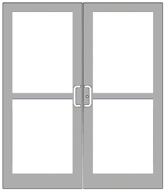 CRL-U.S. Aluminum DZ42711 Clear Anodized Custom Pair Series 400 Medium Stile Center Pivot Entrance Doors For Panics and Overhead Concealed Door Closers