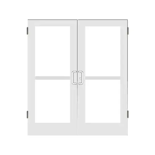 White KYNAR Paint StormFront Series Custom Pair Butt Hinge Entrance Doors for Panics and Surface Mount Door Closers