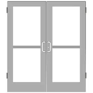 CRL-U.S. Aluminum SZ62511 Clear Anodized Class 1 StormFront Series Custom Pair Butt Hinge Entrance Doors for Panics and Surface Mount Door Closers