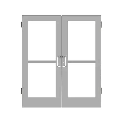 Clear Anodized Class 1 StormFront Series Custom Pair Butt Hinge Entrance Doors for Panics and Surface Mount Door Closers