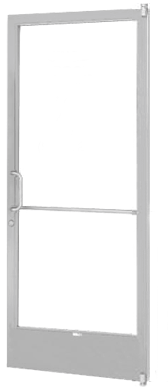 CRL-U.S. Aluminum 1CD21211L036 Clear Anodized 250 Series Narrow Stile (RHR) HRSO Single 3'0 x 7'0 Offset Hung with Pivots for Surface Mount Closer Complete ADA Door, Lock Indicator, Cylinder Guard - for 1" Glazing