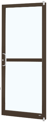 CRL-U.S. Aluminum 1DZ22222LA36 Bronze Black Anodized 250 Series Narrow Stile Active Leaf of Pair 3'0 x 7'0 Offset Hung with Pivots for Surf Mount Closer Complete Panic Door for 1" Glass with Standard MS Lock and Bottom Rail