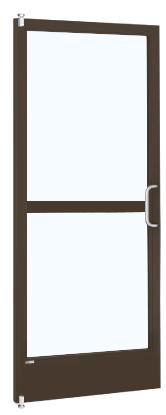 CRL-U.S. Aluminum 1HZ22222R136 Bronze Black Anodized 250 Series Narrow Stile Inactive Leaf of Pair 3'0 x 7'0 Offset Hung with Pivots for Surf Mount Closer Complete Panic Door for 1" Glass with Standard Panic and 7-1/2" Bottom Rail