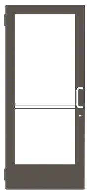 CRL-U.S. Aluminum 1DE41522R036 Bronze Black Anodized 400 Series Medium Stile (LHR) HLSO Single 3'0 x 7'0 Offset Hung with Butt Hinges for Surf Mount Closer Complete Door Std. Lock and 9-1/2" Bottom Rail for 1" Glass with Standard MS Lock and Bottom Rail
