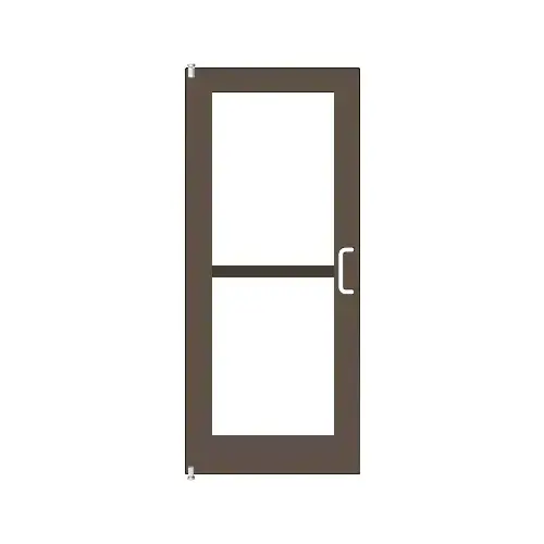 Bronze Black Anodized 550 Series Wide Stile Inactive Leaf of Pair 3'0 x 7'0 Offset Hung with Pivots for Surf Mount Closer Complete Panic Door with Std. Panic and Bottom Rail for 1" Glass with Standard Panic and Bottom Rail