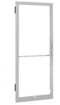 CRL-U.S. Aluminum 1DC21511R036 Clear Anodized 250 Series Narrow Stile (LHR) HLSO Single 3'0 x 7'0 Offset Hung with Butt Hinges for Surf Mount Closer Complete Door for 1" Glass with Standard MS Lock and Bottom Rail