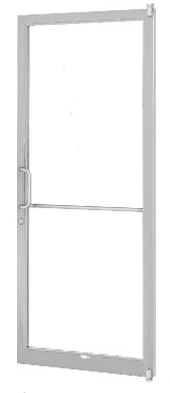 CRL-U.S. Aluminum 1DC21211L036 Clear Anodized 250 Series Narrow Stile (RHR) HRSO Single 3'0 x 7'0 Offset Hung with Pivots for Surf Mount Closer Complete Door for 1" Glass with Standard MS Lock and Bottom Rail
