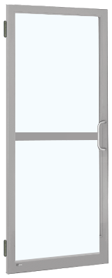 CRL-U.S. Aluminum 1DZ22511R136 Clear Anodized 250 Series Narrow Stile Inactive Leaf of Pair 3'0 x 7'0 Offset Hung with Butt Hinges for Surf Mount Closer Complete Panic Door for 1" Glass with Standard MS Lock and Bottom Rail