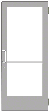CRL-U.S. Aluminum 1DE41511L036 Clear Anodized 400 Series Medium Stile (RHR) HRSO Single 3'0 x 7'0 Offset Hung with Butt Hinges for Surf Mount Closer Complete Door for 1" Glass with Standard MS Lock and Bottom Rail