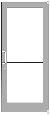 CRL-U.S. Aluminum 1DC41211L036 Clear Anodized 400 Series Medium Stile (RHR) HRSO Single 3'0 x 7'0 Offset Hung with Pivots for Surf Mount Closer Complete Door for 1" Glass with Standard MS Lock and Bottom Rail