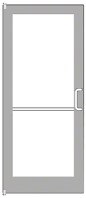 CRL-U.S. Aluminum 1DC42211R136 Clear Anodized 400 Series Medium Stile Inactive Leaf of Pair 3'0 x 7'0 Offset Hung with Pivots for Surf Mount Closer Complete Door for 1" Glass with Standard MS Lock and Bottom Rail