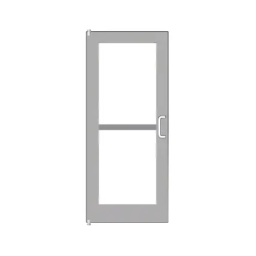 Clear Anodized 550 Series Wide Stile Inactive Leaf of Pair 3'0 x 7'0 Offset Hung with Pivots for Surf Mount Closer Complete Panic Door for 1" Glass with Standard Panic and Bottom Rail