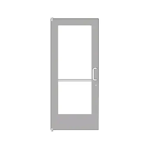Clear Anodized 550 Series Wide Stile (LHR) HLSO Single 3'0 x 7'0 Offset Hung with Pivots for Surf Mount Closer Complete Door for 1" Glass with Standard MS Lock and Bottom Rail