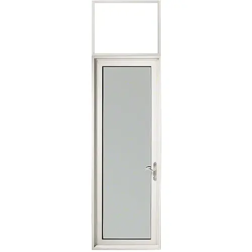Custom Series 900 White KYNAR Paint Hinged Right Swing Out Terrace Single Door with Transom Frame, 10" Bottom Rail, and Low Profile Threshold