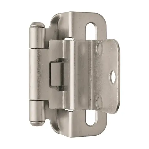 3/8" (10 mm) Inset Self Closing Partial Wrap Cabinet Hinge Satin Nickel Finish - Pair