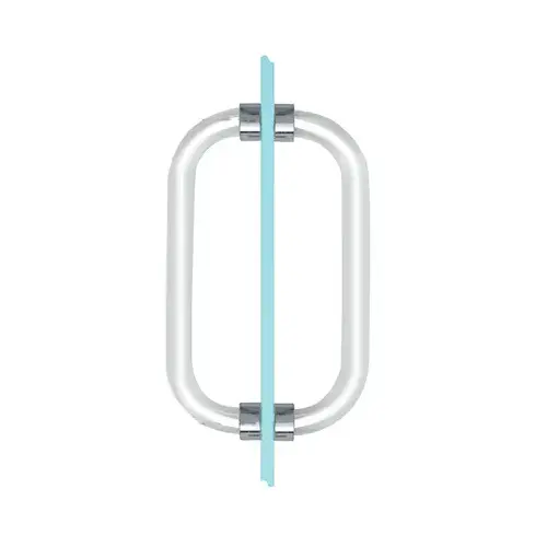 8" Acrylic Smooth Back-to-Back Shower Door Pull Handle with Chrome Rings 8" Acrylic Smooth Back-to-Back Shower Door Pull Handle with Chrome Rings