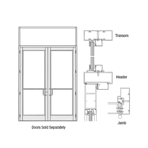 White KYNAR Paint DH-350 Impact Resistant Storefront Frame for a Pair of Doors with Transom 72" x 96" Door Opening Swing Out Prepped for Dor-O-Matic Electric Panics and 8 Butt Hinges White KYNAR Paint DH-350 Impact Resistant Storefront Frame for a Pair of Doors with Transom 72" x 96" Door Opening Swing Out Prepped for Dor-O-Matic Electric Panics and 8 Butt Hinges