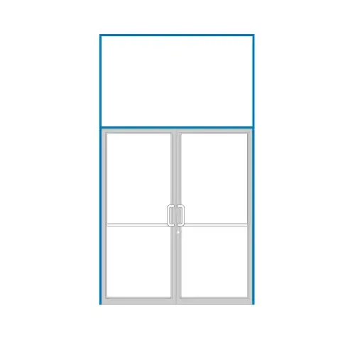 Clear Anodized Open Back Transom Double Door Frame Prepped for Pair DH009 Butt Hinges Using Flush Bolts Clear Anodized Open Back Transom Double Door Frame Prepped for Pair DH009 Butt Hinges Using Flush Bolts