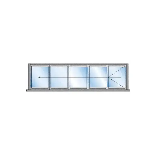 S55 Monterey Bi-Fold 5 Panel Left Hand Interior Swing with Raised Sill and Exterior Lever Lock Satin Anodized S55 Monterey Bi-Fold 5 Panel Left Hand Interior Swing with Raised Sill and Exterior Lever Lock Satin Anodized