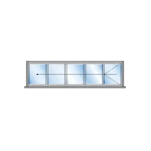 S55 Monterey Bi-Fold 5 Panel Left Hand Interior Swing with Raised Sill and Exterior Lever Lock White Powder Coat S55 Monterey Bi-Fold 5 Panel Left Hand Interior Swing with Raised Sill and Exterior Lever Lock White Powder Coat