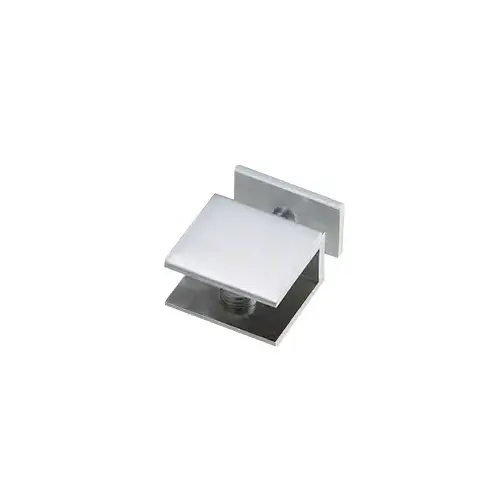 Satin Chrome Thru-Glass Square Cornered Shelf Clamp Satin Chrome Thru-Glass Square Cornered Shelf Clamp