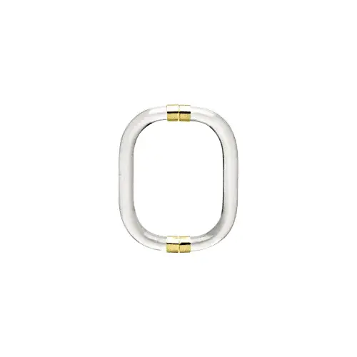 8" Acrylic Smooth Back-to-Back Shower Door Pull Handle with Brass Rings