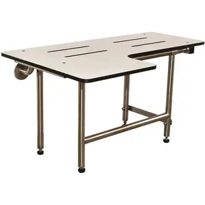 WingIts WSLX280225PWREV 28 in. x 22-1/2 in. Reversible L-Shaped Phenolic Shower Seat, White