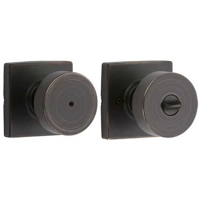 Kwikset Pismo Knob with Square Rose Privacy Lock with 6AL Latch and RCS Strike Venetian Bronze Finish 730PSKSQT-11P Kwikset Pismo Knob with Square Rose Privacy Lock with 6AL Latch and RCS Strike Venetian Bronze Finish 730PSKSQT-11P
