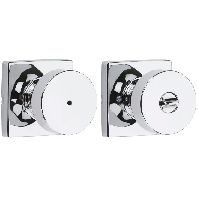 Kwikset Pismo Knob with Square Rose Privacy Lock with 6AL Latch and RCS Strike Bright Chrome Finish 730PSKSQT-26 Kwikset Pismo Knob with Square Rose Privacy Lock with 6AL Latch and RCS Strike Bright Chrome Finish 730PSKSQT-26