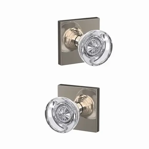 Hobson Knob with Collins Rose Passage and Privacy Lock with 16600 Latch and 10027 Strike Bright Nickel Finish Hobson Knob with Collins Rose Passage and Privacy Lock with 16600 Latch and 10027 Strike Bright Nickel Finish