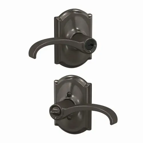 Whitney Lever with Camelot Rose Keyed Entry Lock C Keyway with 16086 Latch and 10027 Strike Black Stainless Finish Whitney Lever with Camelot Rose Keyed Entry Lock C Keyway with 16086 Latch and 10027 Strike Black Stainless Finish