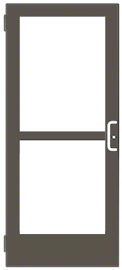 CRL-U.S. Aluminum CR41522R036 Bronze Black Anodized Single 36" x 84" Series 400 Medium Stile Right Side Latch Butt Hinged Entrance Door With Rim Device for Surface Mount Door Closer