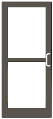 CRL-U.S. Aluminum DZ42722R136 Bronze Black Anodized 400 Series Medium Stile Inactive Leaf of Pair 3'0 x 7'0 Center Hung for OHCC w/Standard Push Bars Complete Panic Door with Std. Panic and Bottom Rail