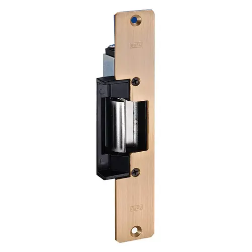 Electric Strike Face Plate, 1-7/16" x 7-15/16", Satin Brass, for HM/Alum/Wood Frames Electric Strike Face Plate, 1-7/16" x 7-15/16", Satin Brass, for HM/Alum/Wood Frames