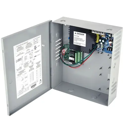 Base Power Supply (4A @ 12/24 VDC field selectable), 4 Relay board integrated logic for controlling security interlocks, auto operators and time delays Base Power Supply (4A @ 12/24 VDC field selectable), 4 Relay board integrated logic for controlling security interlocks, auto operators and time delays