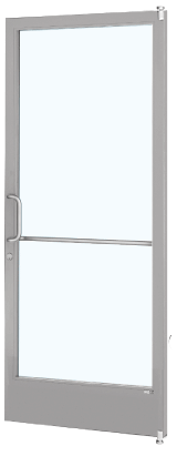 CRL-U.S. Aluminum DE21111L360105 Clear Anodized Single 36" x 84" Series 250 Narrow Stile Left Side Latch Offset Pivot Entrance Door for 105 Degree Overhead Concealed Door Closer