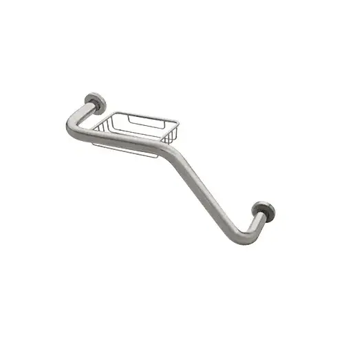 Brushed Satin Chrome 20" 135 Degree Grab Bar With Wire Basket Brushed Satin Chrome 20" 135 Degree Grab Bar With Wire Basket