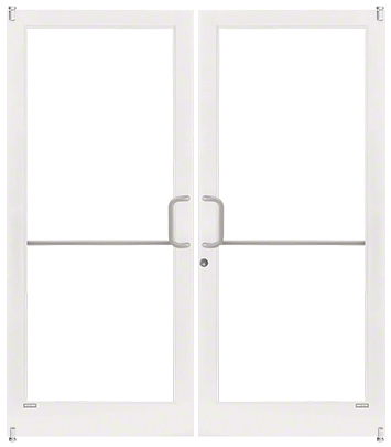 CRL-U.S. Aluminum 1D42252 White KYNAR Paint Custom Pair Series 400T Thermal Medium Stile Offset Pivot Entrance Doors for Surface Mount Door Closers