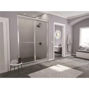 Coastal Shower Doors 1642.70B-A Newport 42 in. to 43.625 in. x 70 in. Framed Sliding Shower Door with Towel Bar in Chrome with Aquatex Glass