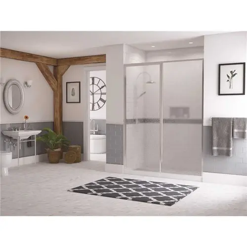Legend 38.5 in. to 40 in. x 69 in. Framed Hinge Swing Shower Door with Inline Panel in Chrome with Obscure Glass Legend 38.5 in. to 40 in. x 69 in. Framed Hinge Swing Shower Door with Inline Panel in Chrome with Obscure Glass